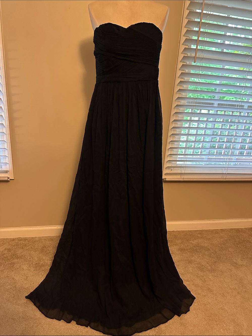 J. Crew Strapless Black Chiffon Evening Gown